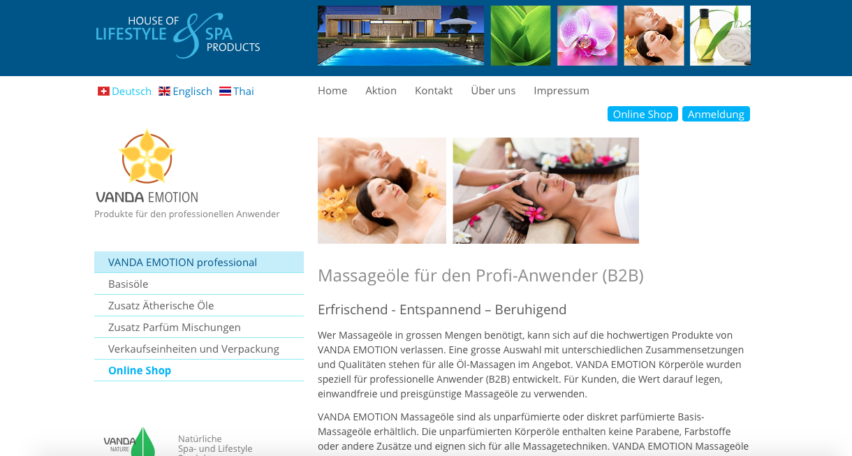 Für das Massageöl haben wir an "VANDA EMOTION" entscheiden. 